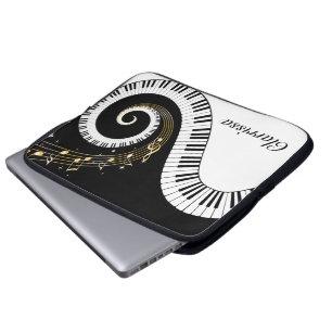 Pianosleutels en gouden Muzieknoten Laptop Sleeve