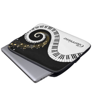 Pianosleutels en gouden Muzieknoten Laptop Sleeve