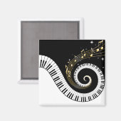 Pianosleutels en gouden Muzieknoten Magneet (Voorkant / Achterkant)