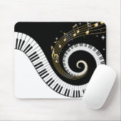 Pianosleutels en gouden Muzieknoten Muismat (Met muis)