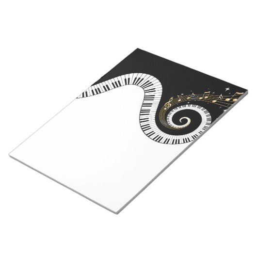 Pianosleutels en gouden Muzieknoten Notitieblok (Schuin)