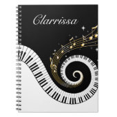 Pianosleutels en gouden Muzieknoten Notitieboek (Voorkant)
