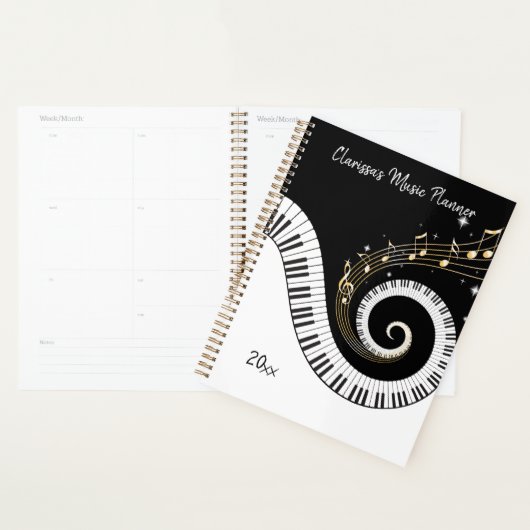 Pianosleutels en gouden Muzieknoten Planner (Display)