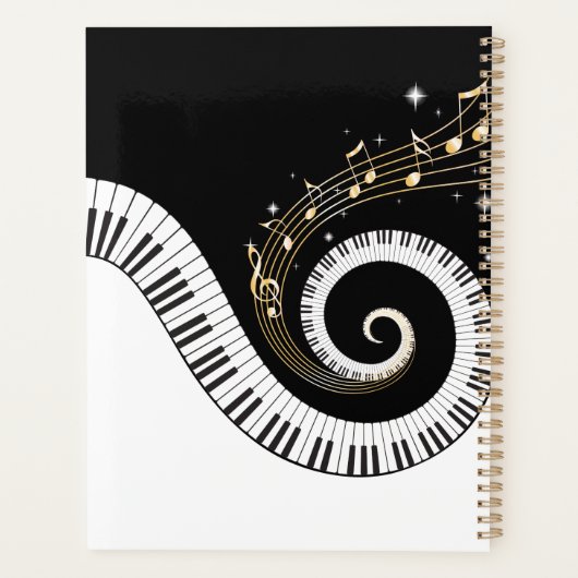 Pianosleutels en gouden Muzieknoten Planner (Achterkant)