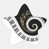 Pianosleutels en gouden Muzieknoten Ster Sticker (Voorkant)