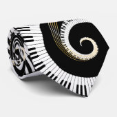 Pianosleutels en gouden Muzieknoten Stropdas (Opgerold)