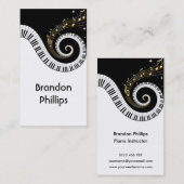 Pianosleutels en gouden Muzieknoten Visitekaartje (Voorkant / Achterkant)