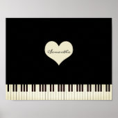 Pianosleutels en Heart, speciaal gepersonaliseerd Poster (Voorkant)