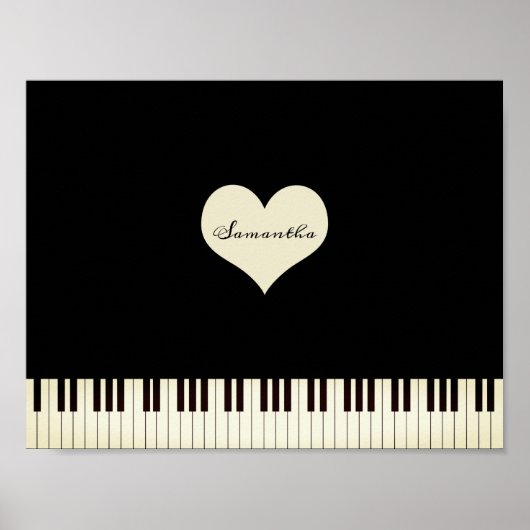 Pianosleutels en Heart, speciaal gepersonaliseerd Poster (Voorkant)