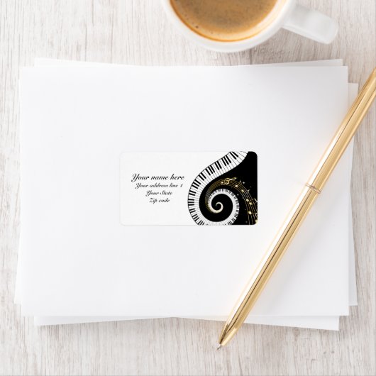 Pianosleutels en muziekbladen etiket (Insitu)