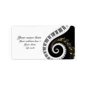 Pianosleutels en muziekbladen etiket (Voorkant)