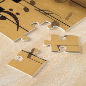 Pianosleutels en muziekbladen legpuzzel (Zijkant)