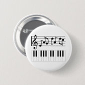 Pianosleutels en muziekbladen ronde button 5,7 cm (Voorkant /achterkant)