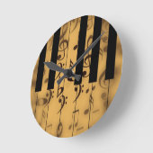 Pianosleutels en muziekbladen ronde klok (Hoek)