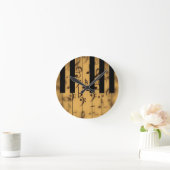 Pianosleutels en muziekbladen ronde klok (Huis)