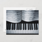 Pianosleutels en muziekboek briefkaart (Voorkant / Achterkant)