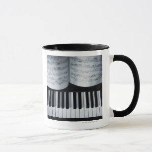 Pianosleutels en muziekboek mok