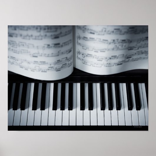 Pianosleutels en muziekboek poster (Voorkant)