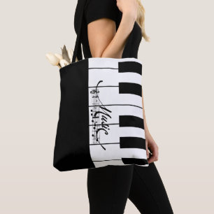 Pianosleutels en -Muzieknoten - Canvas tas