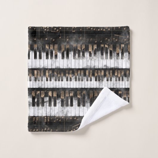 Pianosleutels en -noten - Waterverf en goud Bad Handdoek (Wasdoekje)