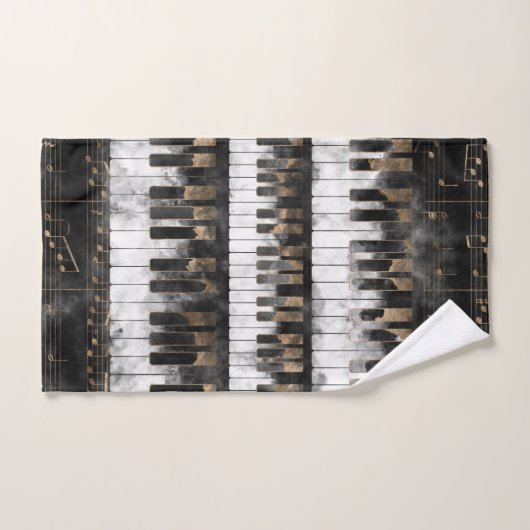 Pianosleutels en -noten - Waterverf en goud Bad Handdoek (Handdoek)