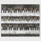 Pianosleutels en -noten - Waterverf en goud Cadeaupapier (Vlak)