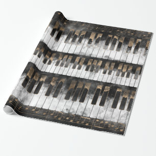 Pianosleutels en -noten - Waterverf en goud Cadeaupapier