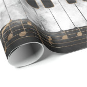 Pianosleutels en -noten - Waterverf en goud Cadeaupapier (Rol Hoek)