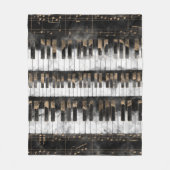 Pianosleutels en -noten - Waterverf en goud Fleece Deken (Voorkant)