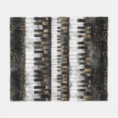 Pianosleutels en -noten - Waterverf en goud Fleece Deken (Voorkant (Horizontaal))