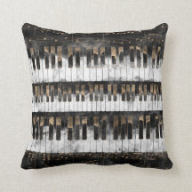 Pianosleutels en -noten - Waterverf en goud