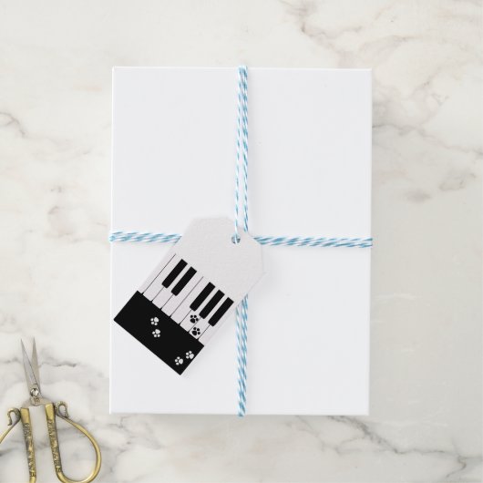 Pianosleutels en poten van katten cadeaulabel (Met Touw)