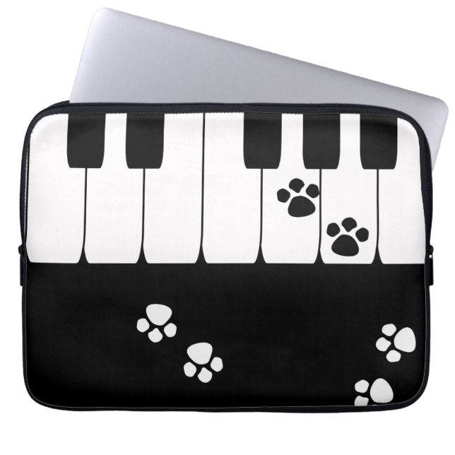Pianosleutels en poten van katten laptop sleeve (Voorkant)