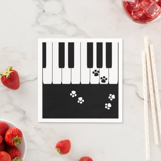 Pianosleutels en poten van katten servet (Insitu)