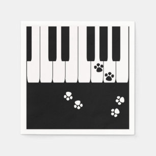 Pianosleutels en poten van katten servet