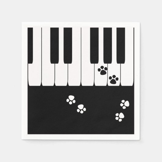Pianosleutels en poten van katten servet (Voorkant)
