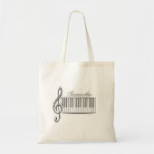 Pianosleutels, geslepen pianist met naam tote bag (Voorkant)