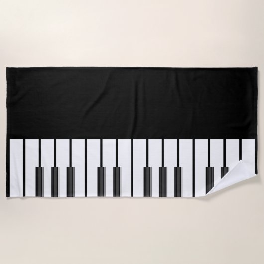 Pianosleutels koorden wereld muziek formele zwart strandlaken (Voorkant)