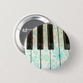 Pianosleutels met Aqua Circles Ronde Button 5,7 Cm (Voorkant /achterkant)