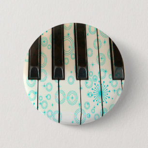 Pianosleutels met Aqua Circles Ronde Button 5,7 Cm