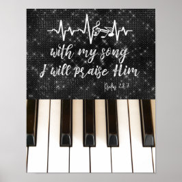 Pianosleutels met bijbelverse psalms poster