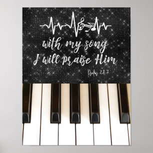 Pianosleutels met bijbelverse psalms poster