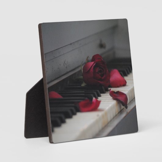 Pianosleutels met een rode roze fotoplaat (Voorkant)