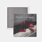 Pianosleutels met een rode rozenbruiloft magneet (Voorkant / Achterkant)