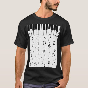 Pianosleutels met Muzieknoten T-shirt
