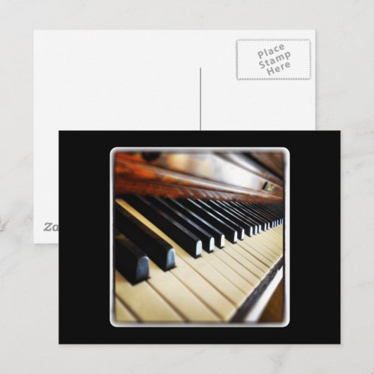 Pianosleutels op zwart Briefkaart (Voorkant / Achterkant)