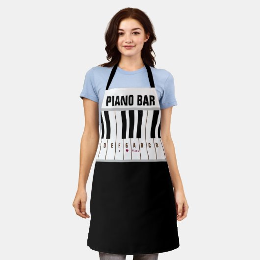Pianosleutels Piano Bar Schort (Gedragen)