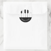 Pianosleutels, "PRACTICE" Ronde Sticker (Tas)
