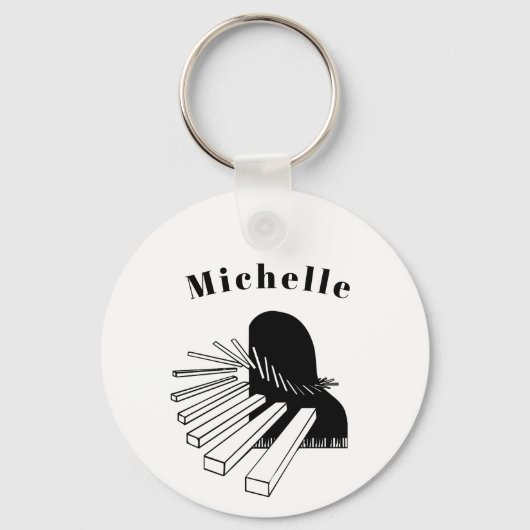 Pianosleutels sleutelhanger voor kinderen, pianist (Voorkant)