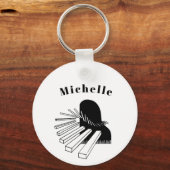 Pianosleutels sleutelhanger voor kinderen, pianist (Voorkant)